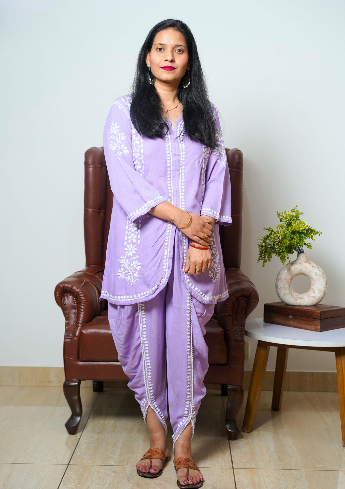 Premium Lucknowi handwork Chikankari Co-ord Doti Set