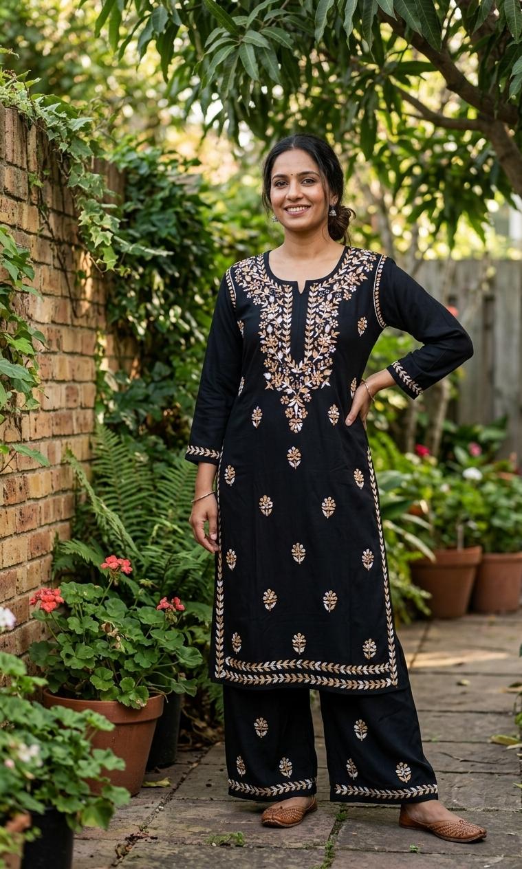 SIA – Black Shaded Handwork Chikankari Set