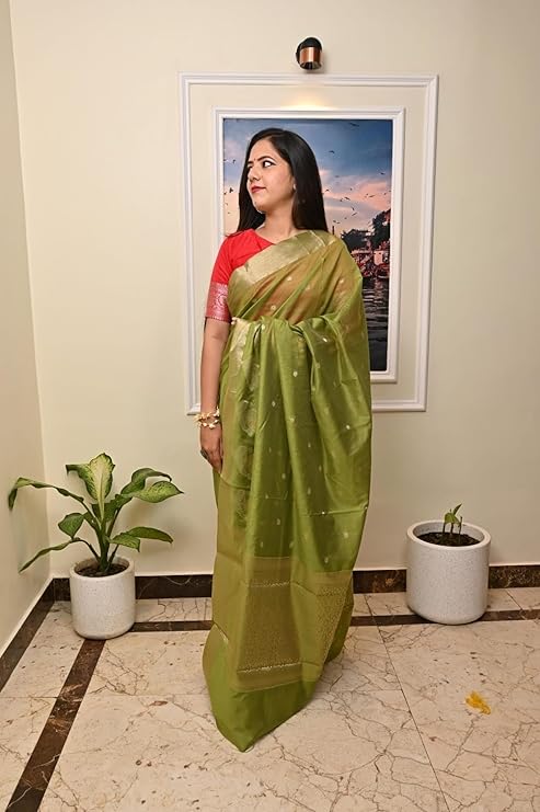 Banarasi Premium Cotton Malai Saree with Dual Zari Border