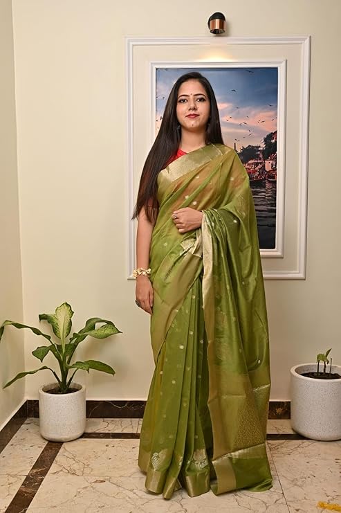 Banarasi Premium Cotton Malai Saree with Dual Zari Border