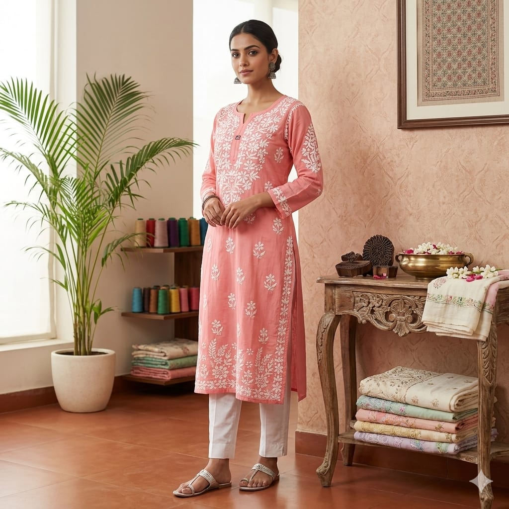Virasat – 46" Premium Long Chikankari Kurti
