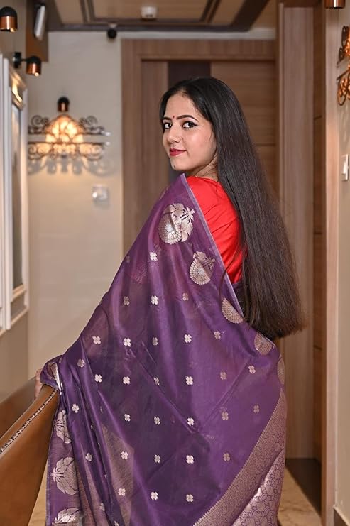 Banarasi Cotton Malai Saree with Dual Zari Border