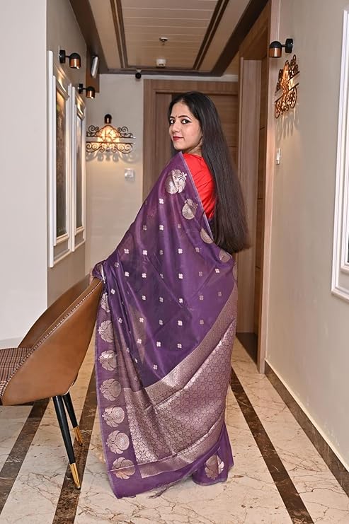 Banarasi Cotton Malai Saree with Dual Zari Border