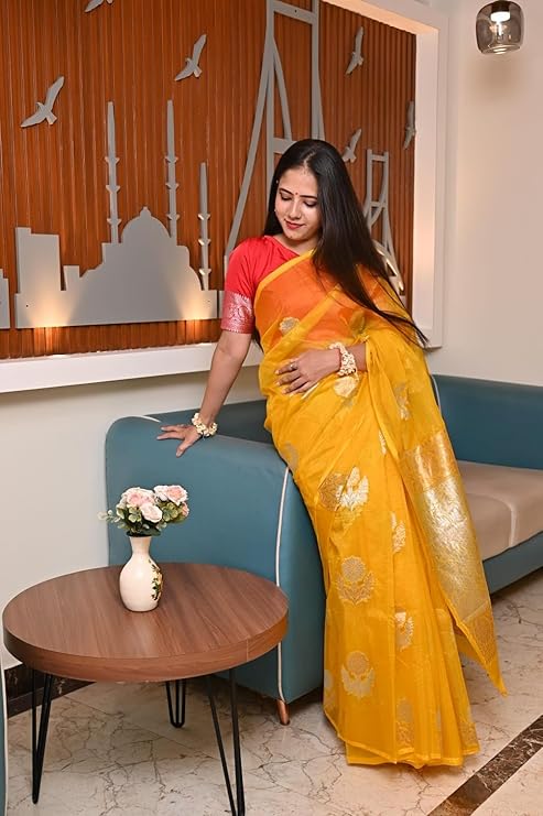 Organza Daibal Banarasi Saree with Silver & Gold Zari