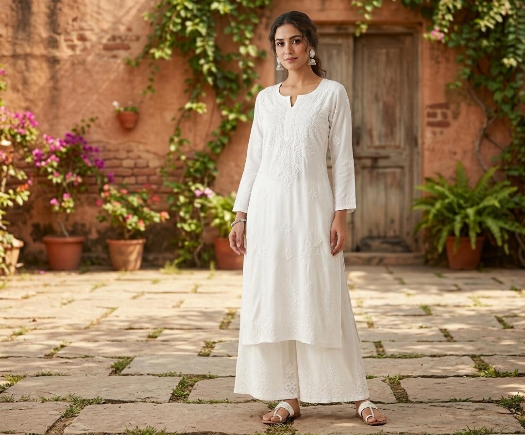 NOOR-E-LUCKNOW – Premium Rayon Chikankari Set