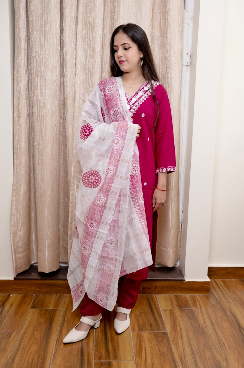 Elegant Heavy Rayon Embroidered Suit Set with Digital Print Dupatta