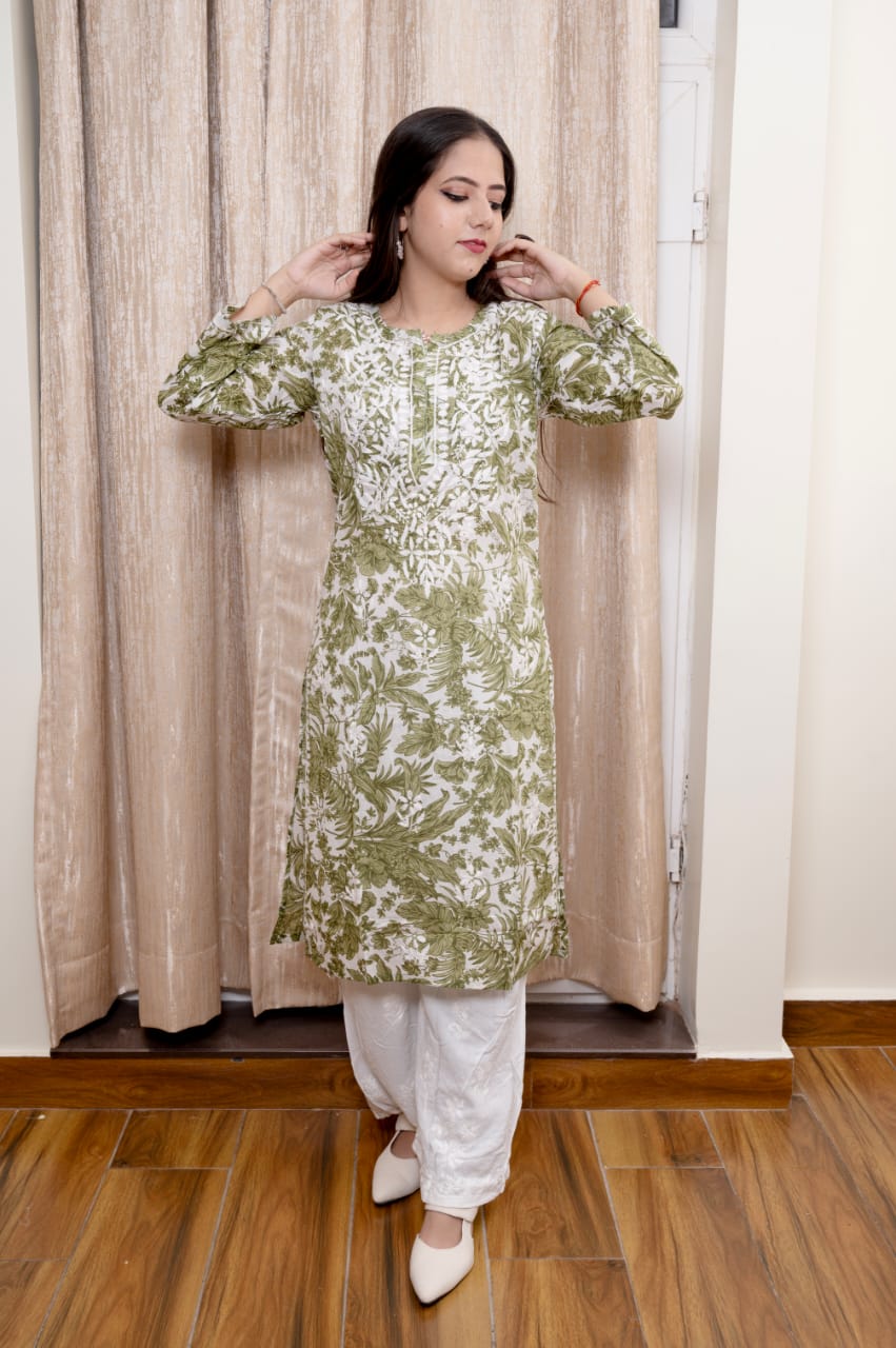 Lucknowi Handwork Chikankari Pure Mul Cotton Kurti