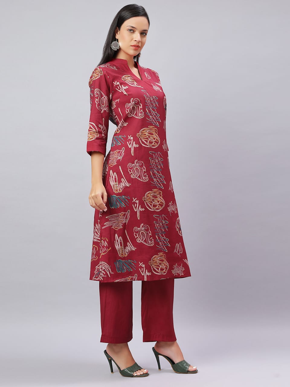 V Neck Kurta Set