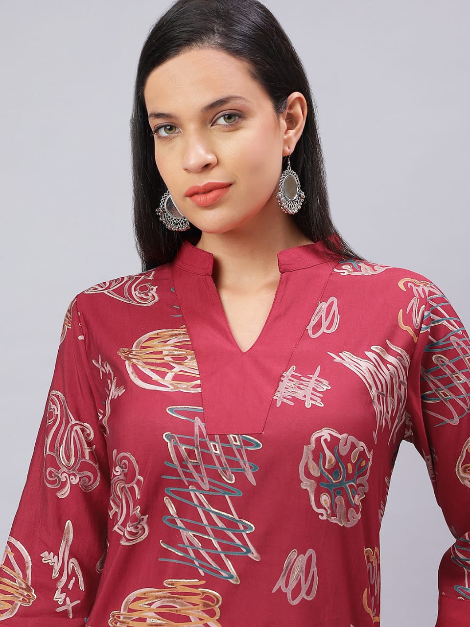V Neck Kurta Set