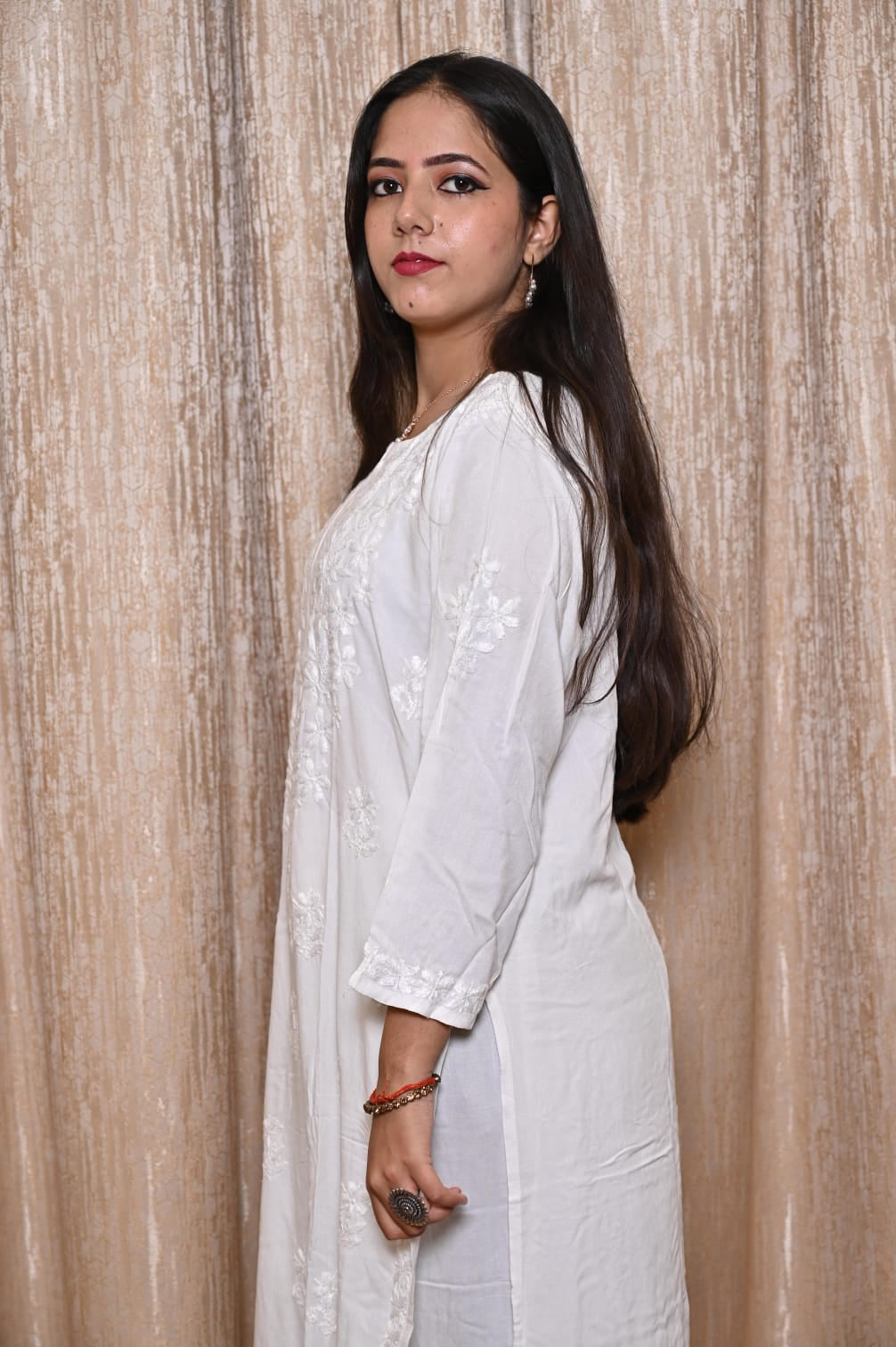 Lucknow Handwork Chikankari 2 piece plazzo set with white embroidery