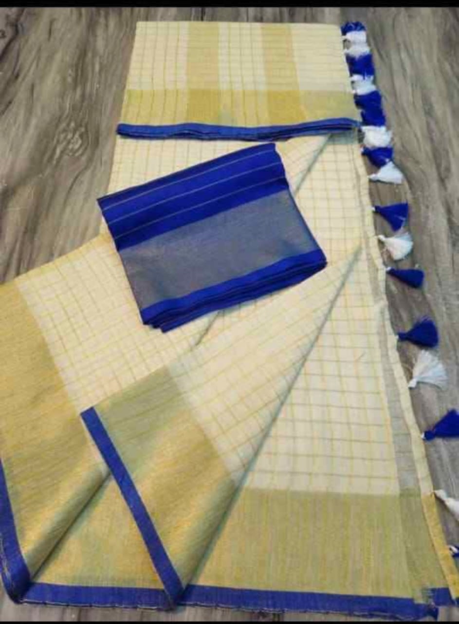Linen saree with golden border
