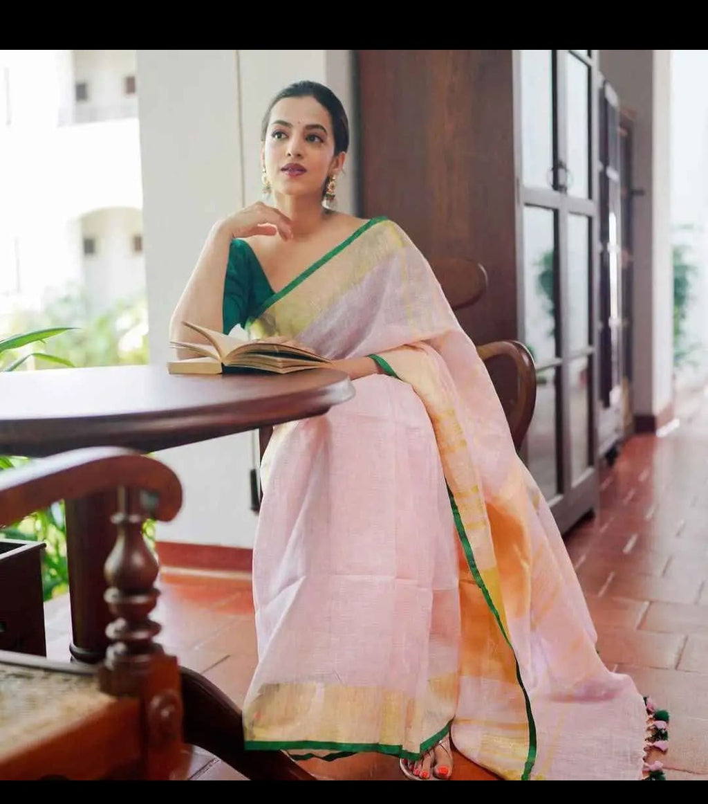 Pure linen by linen saree