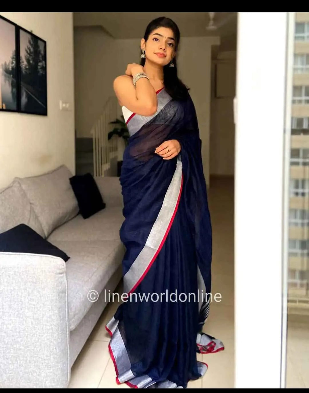 Pure linen by linen saree
