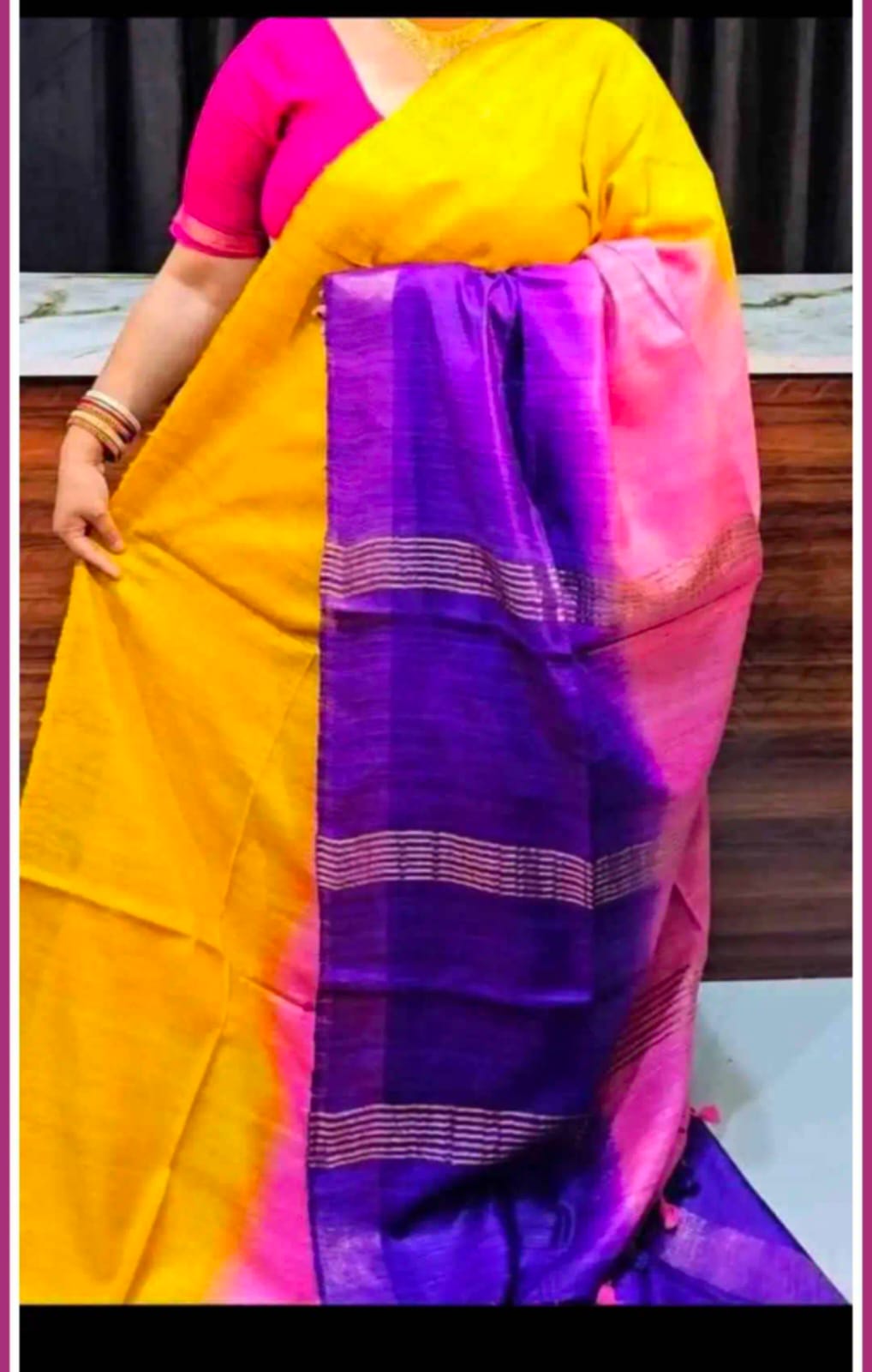 Tussar ghicha silk saree