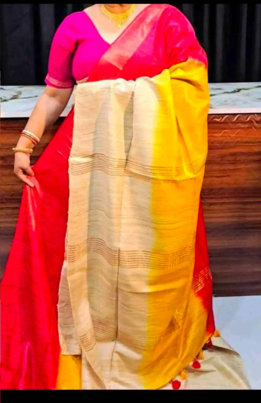 Tussar ghicha silk saree