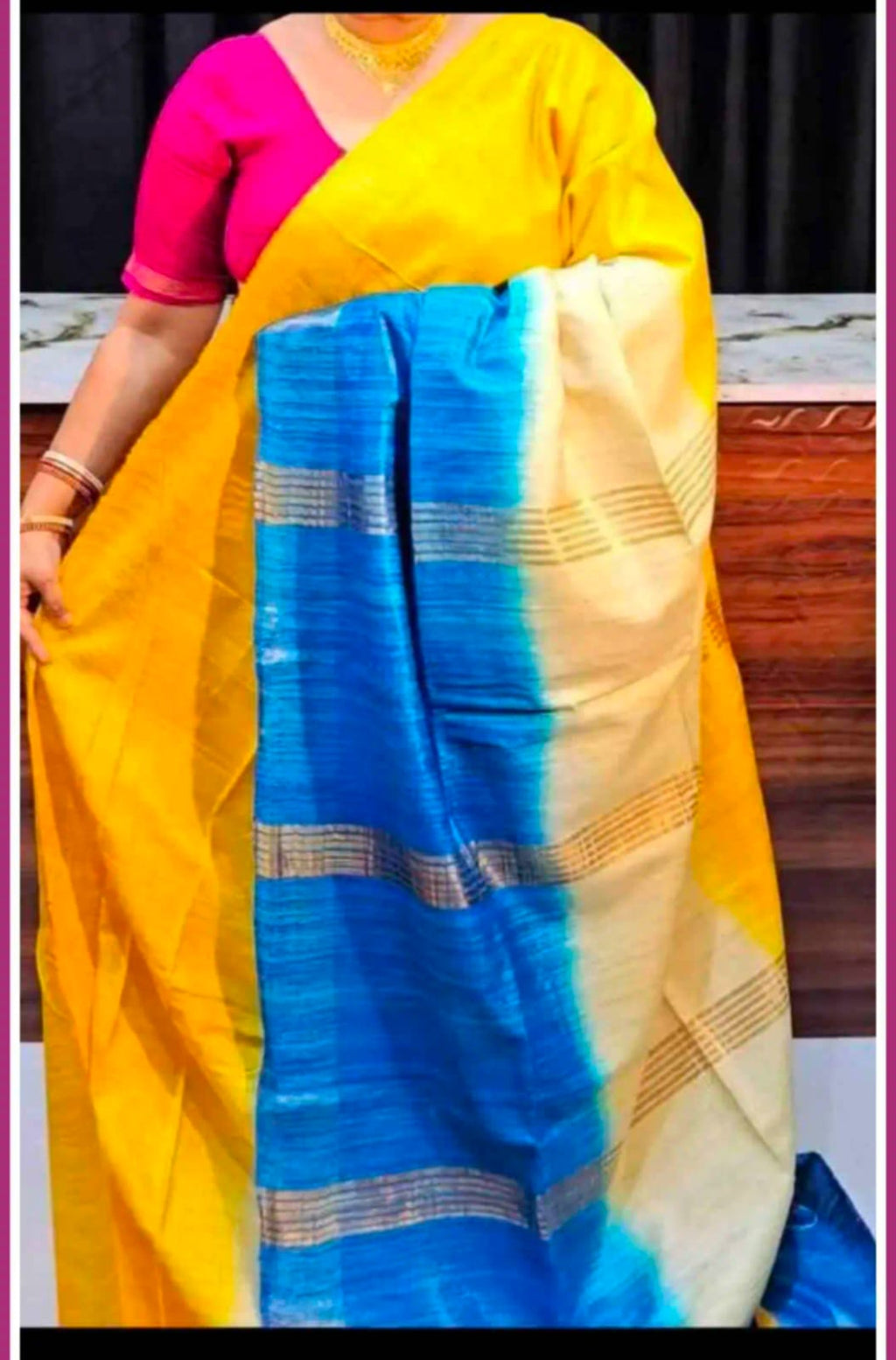 Tussar ghicha silk saree