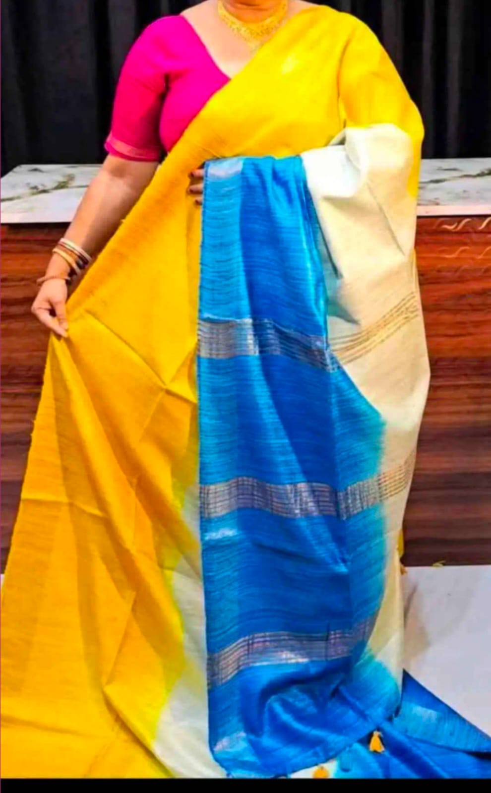 Tussar ghicha silk saree