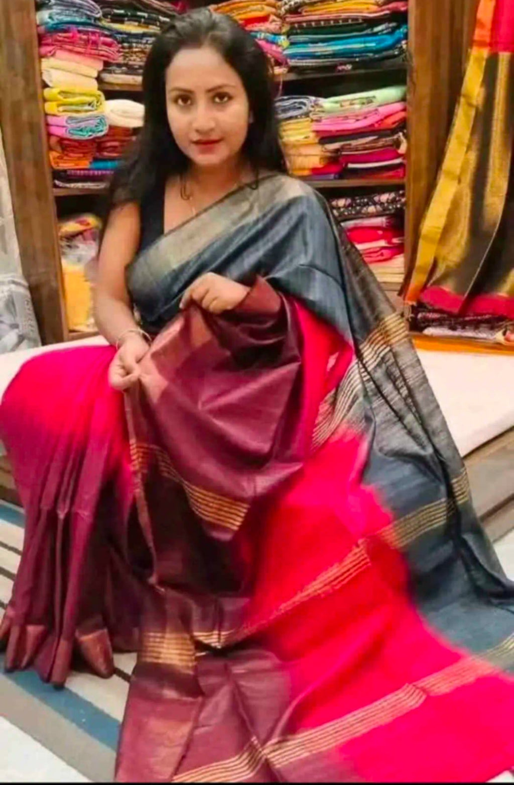 Tussar ghicha silk saree
