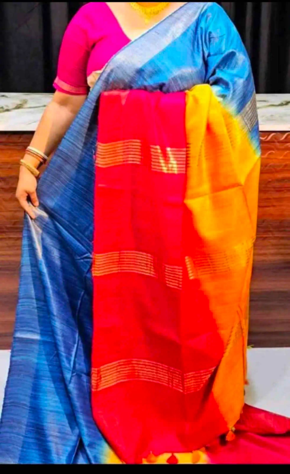 Tussar ghicha silk saree