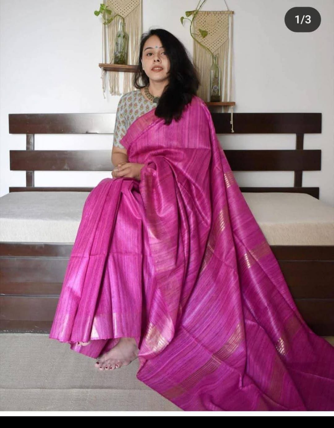 Tussar ghicha silk saree  Pure silk saree