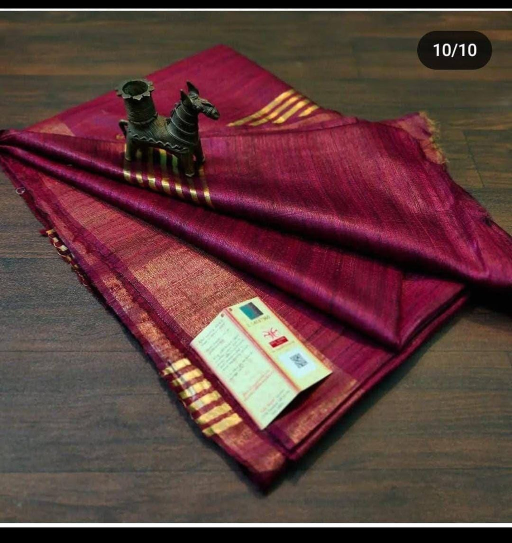 Tussar ghicha silk saree  Pure silk saree