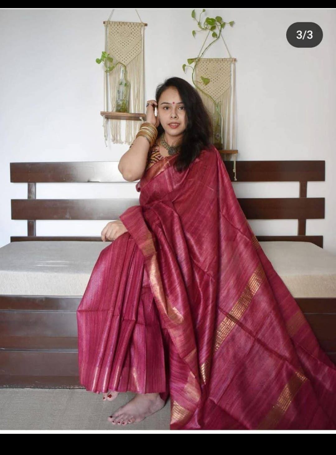 Tussar ghicha silk saree  Pure silk saree