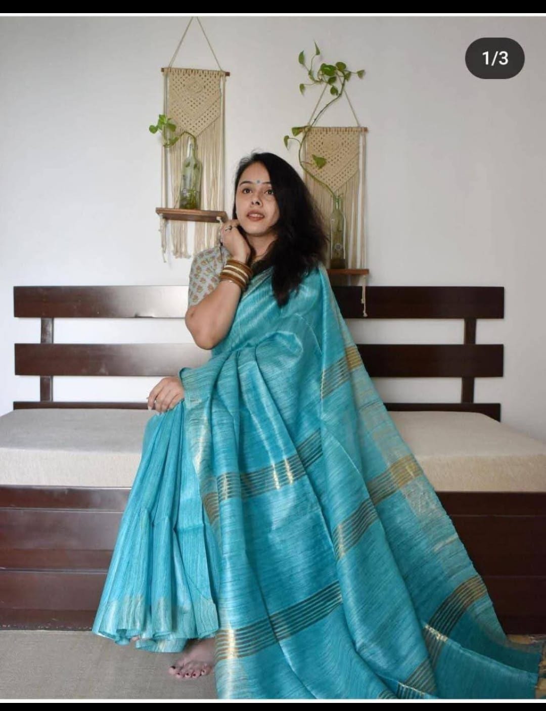 Tussar ghicha silk saree  Pure silk saree