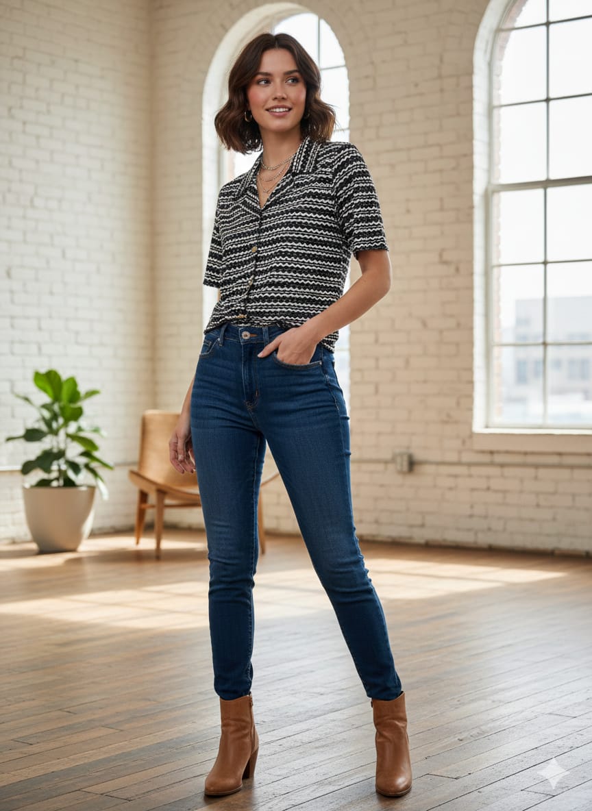 Women’s Cotton Printed Crop Shirt – Half Sleeve Casual Top