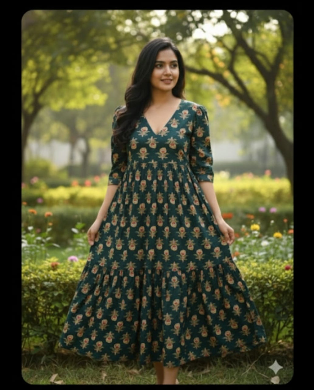 Women’s Printed Tiered One-Piece Frock with Pocket