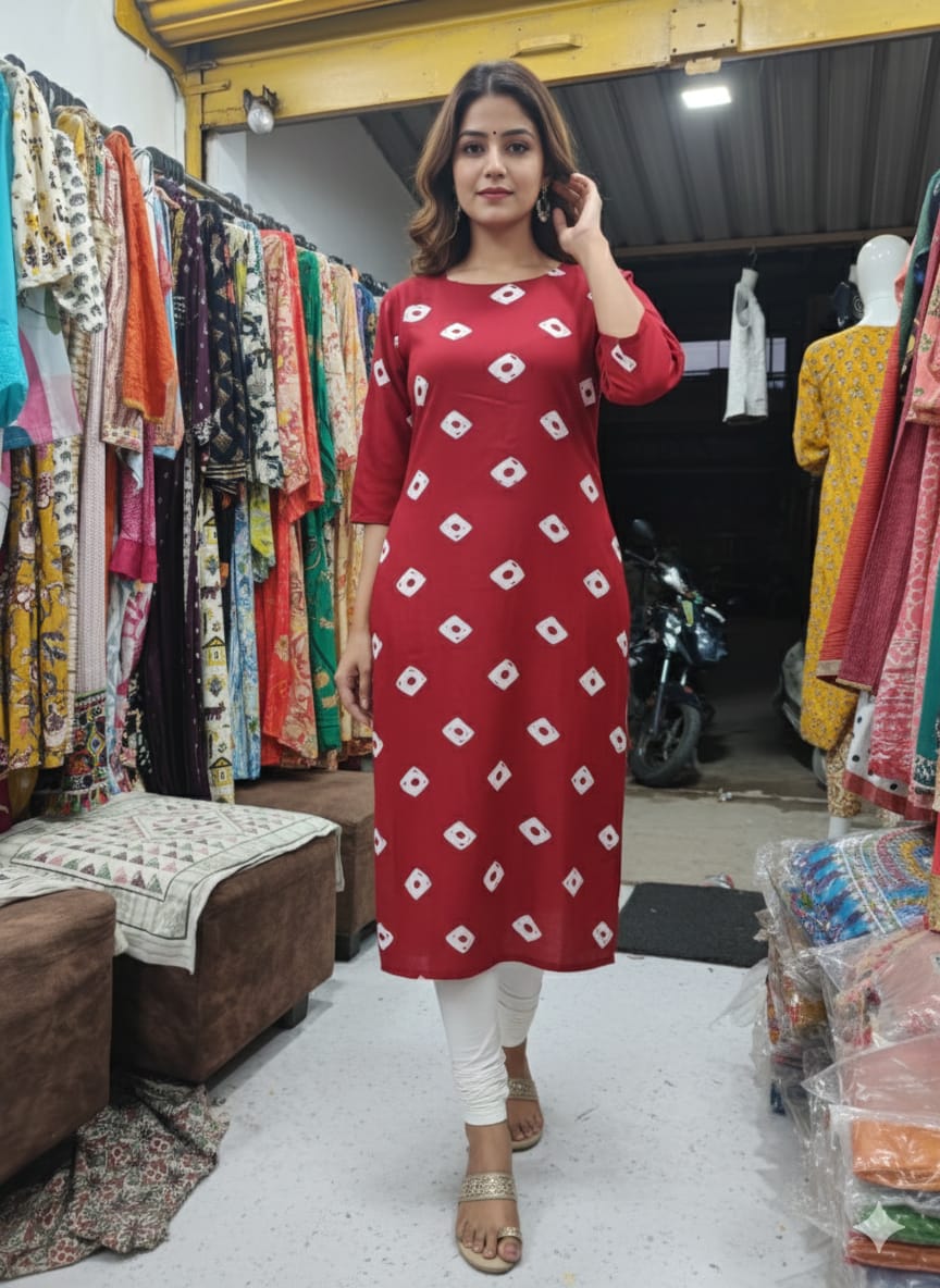 Women’s Printed Rayon Straight Kurti for Daily Wear