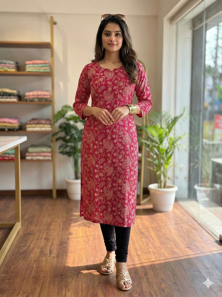 Women’s Printed Rayon Straight Kurti for Daily Wear
