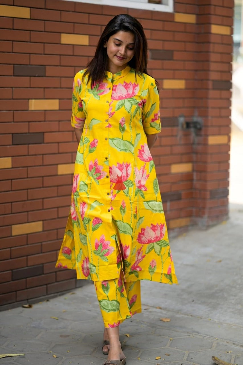 Women’s Printed Rayon Kurti Pant Set