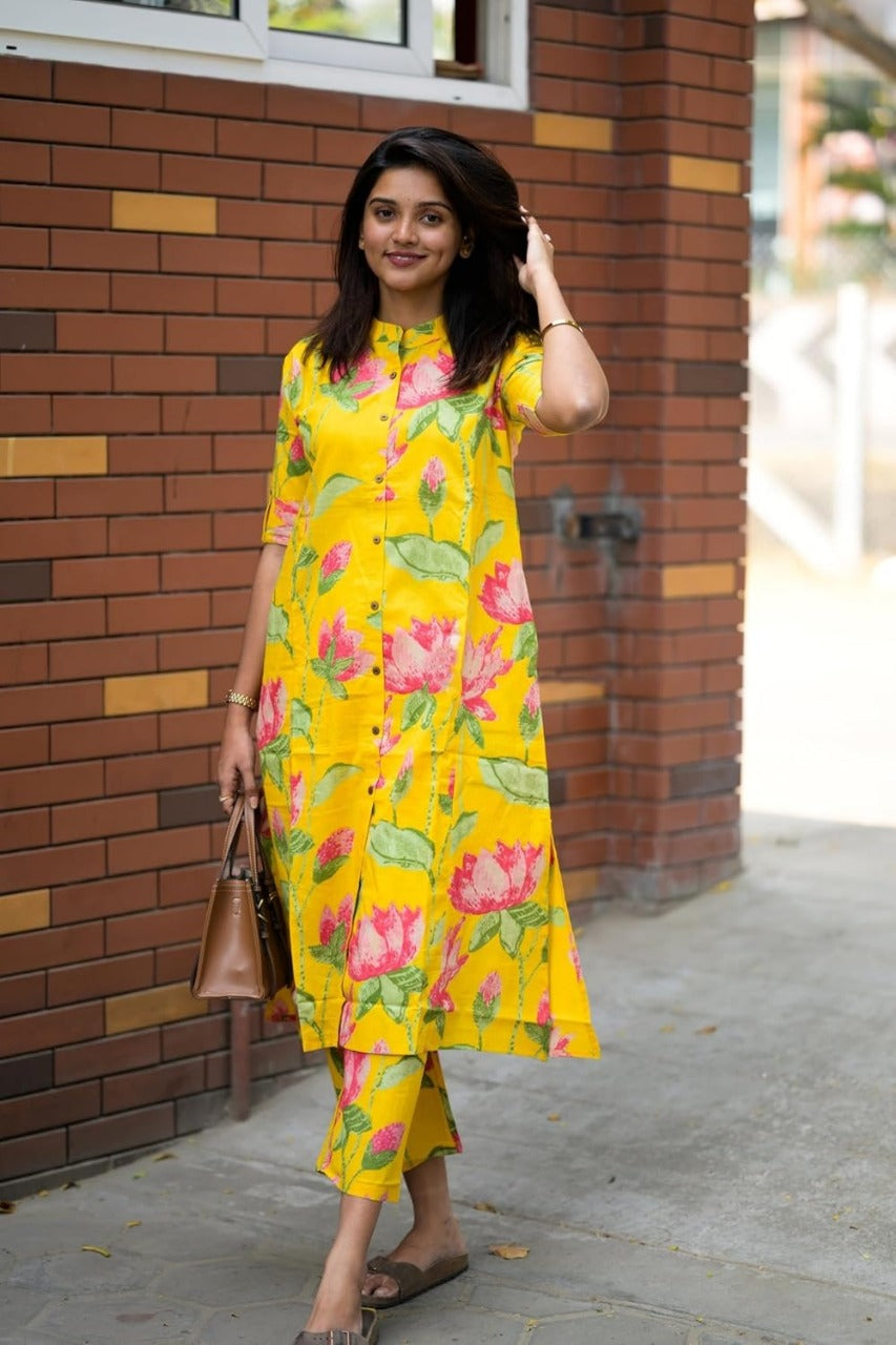 Women’s Printed Rayon Kurti Pant Set