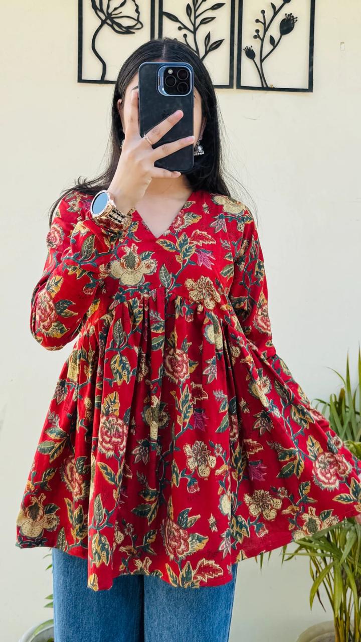 Women’s Printed Rayon Short Tops for Daily Wear