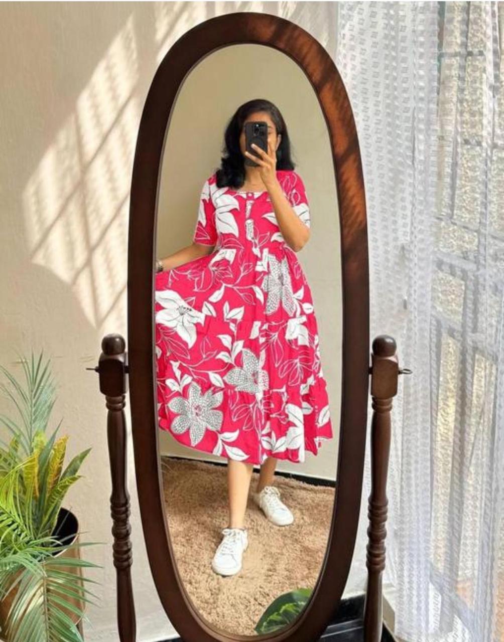 Women’s Printed Rayon Long Kurtis for Daily Wear