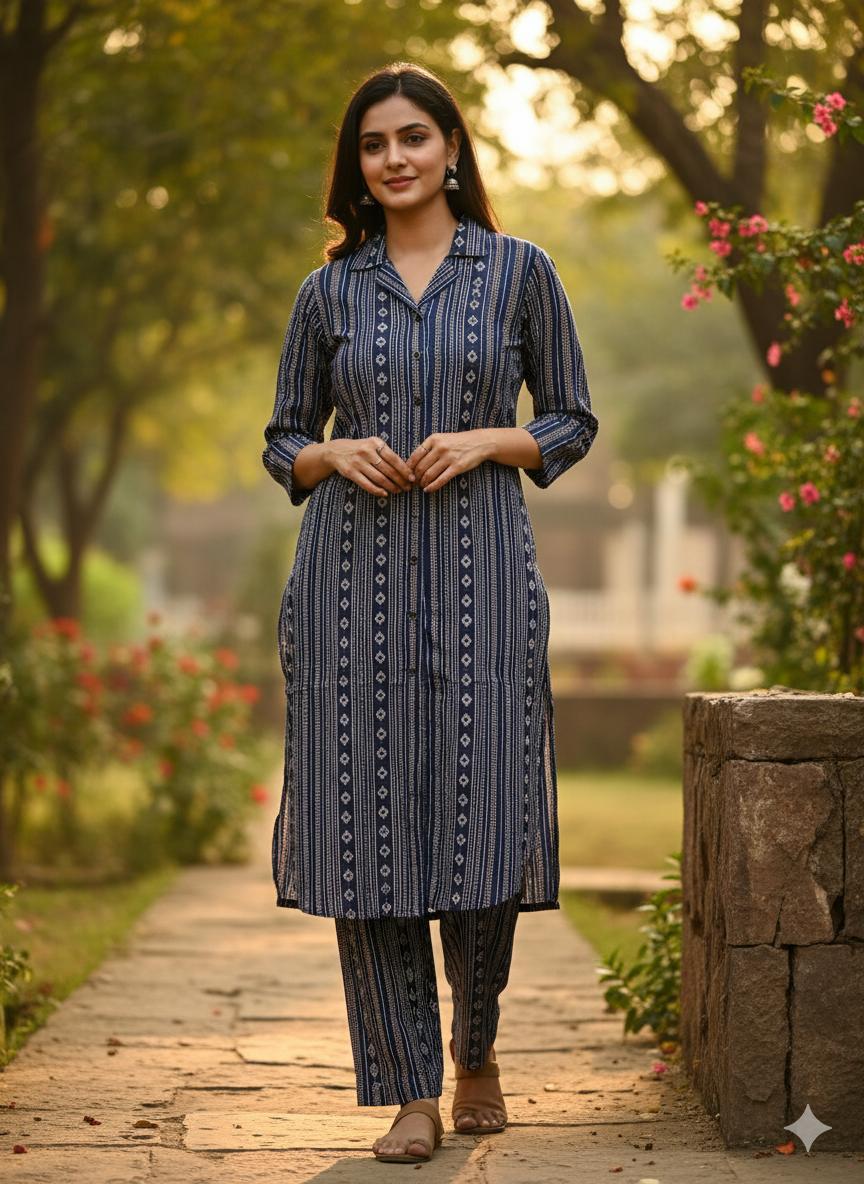Women’s Cotton 2-Piece Co-Ord Set (Kurti & Pant)