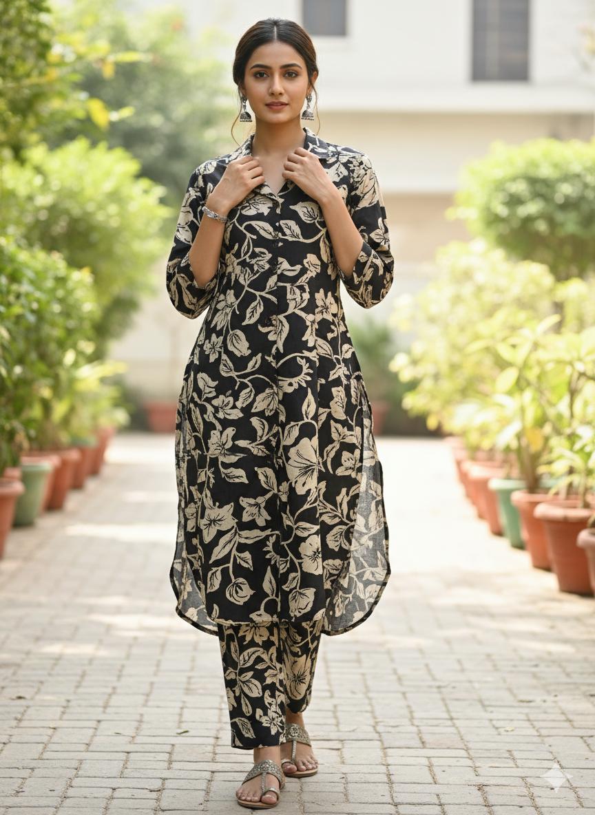 Women’s Cotton 2-Piece Co-Ord Set (Kurti & Pant)