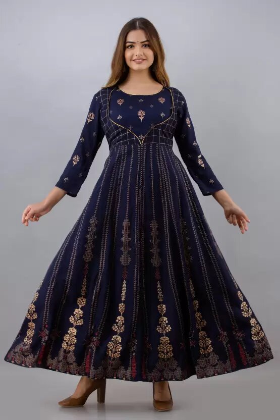 Women’s Printed Anarkali Kurtis in Rayon Fabric