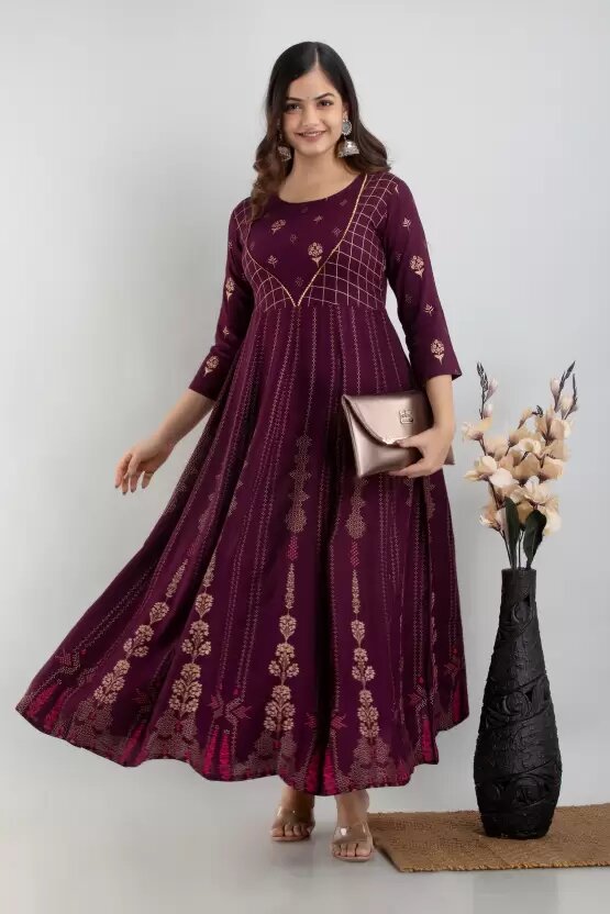 Women’s Printed Anarkali Kurtis in Rayon Fabric