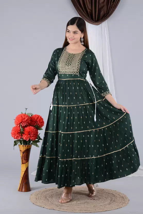 Women’s Printed Anarkali Kurtis in Rayon Fabric