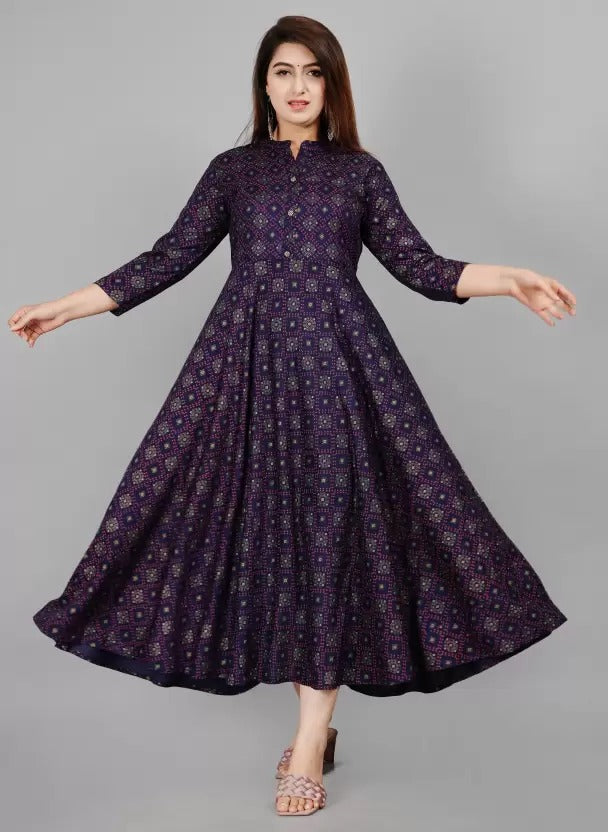 Women’s Printed Anarkali Kurtis in Rayon Fabric