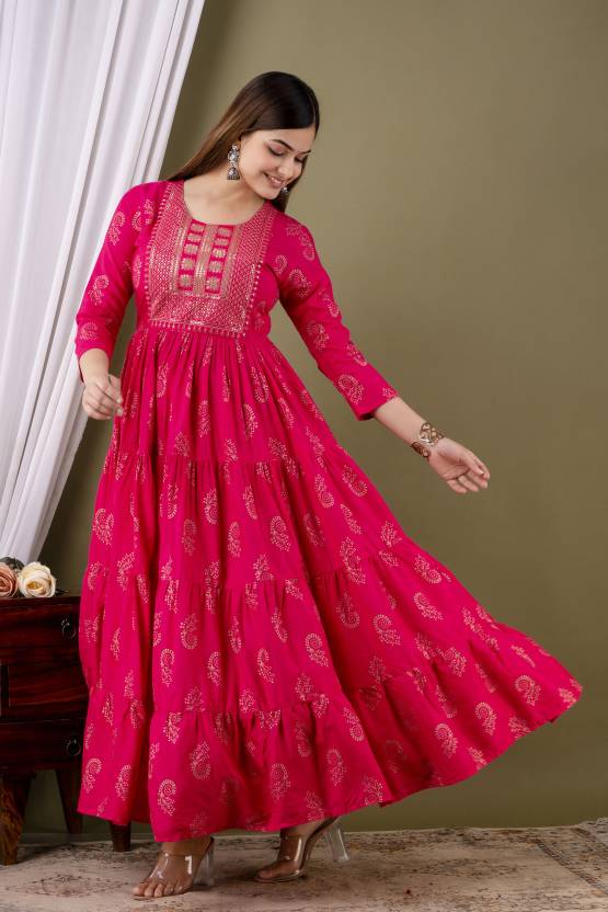 Women’s Printed Anarkali Kurtis in Rayon Fabric
