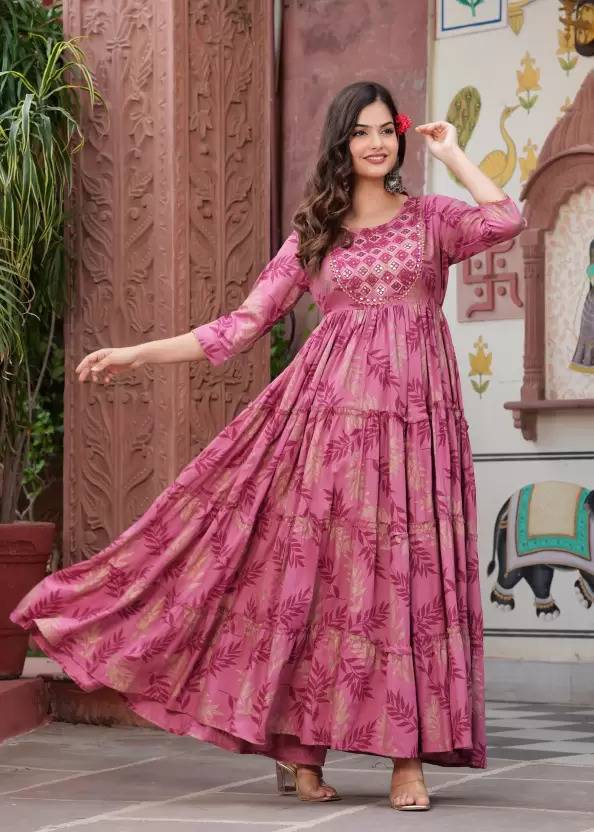Women’s Printed Anarkali Kurtis in Rayon Fabric