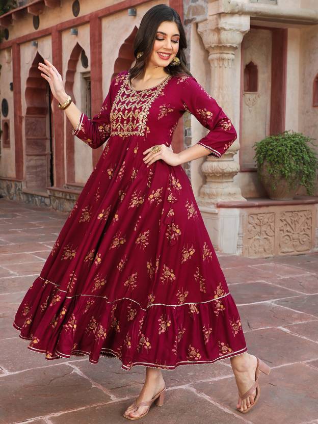 Women’s Printed Anarkali Kurtis in Rayon Fabric