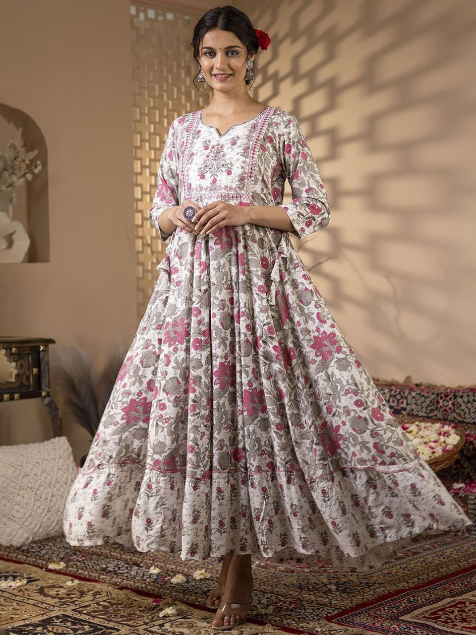 Women’s Printed Anarkali Kurtis in Rayon Fabric