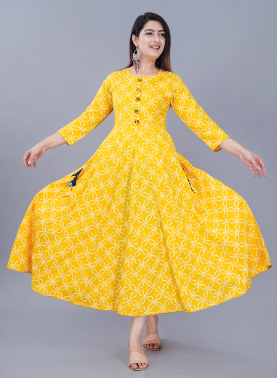 Women’s Printed Anarkali Kurtis in Rayon Fabric