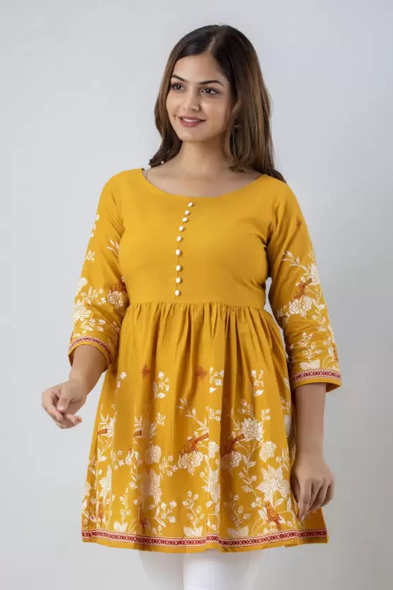 Women’s Printed Rayon Short Tops with Flared Fit