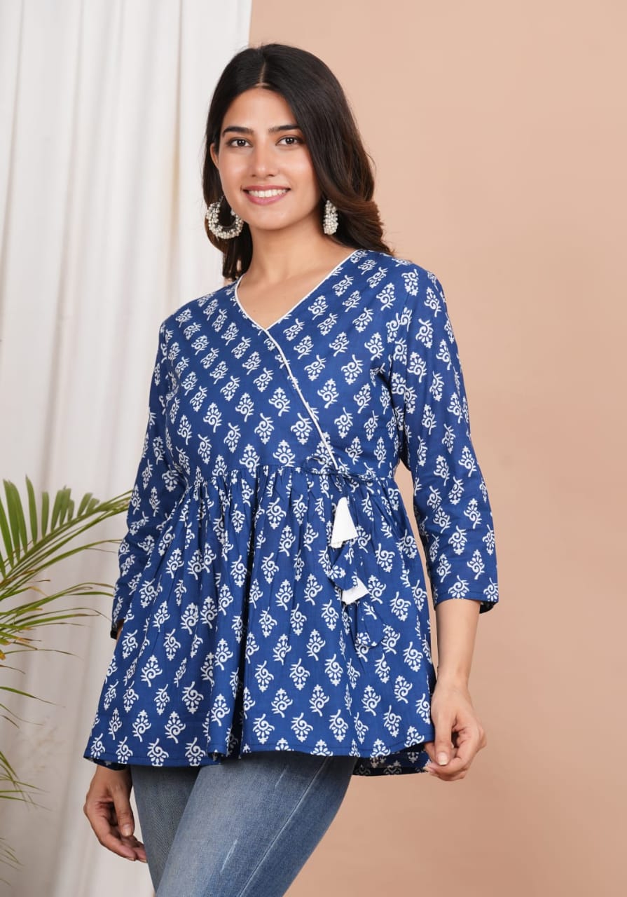 Women’s Printed Rayon Short Tops with Flared Fit