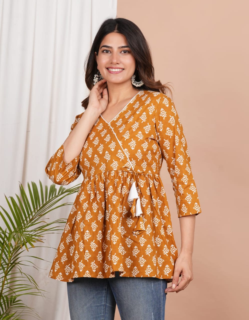 Women’s Printed Rayon Short Tops with Flared Fit