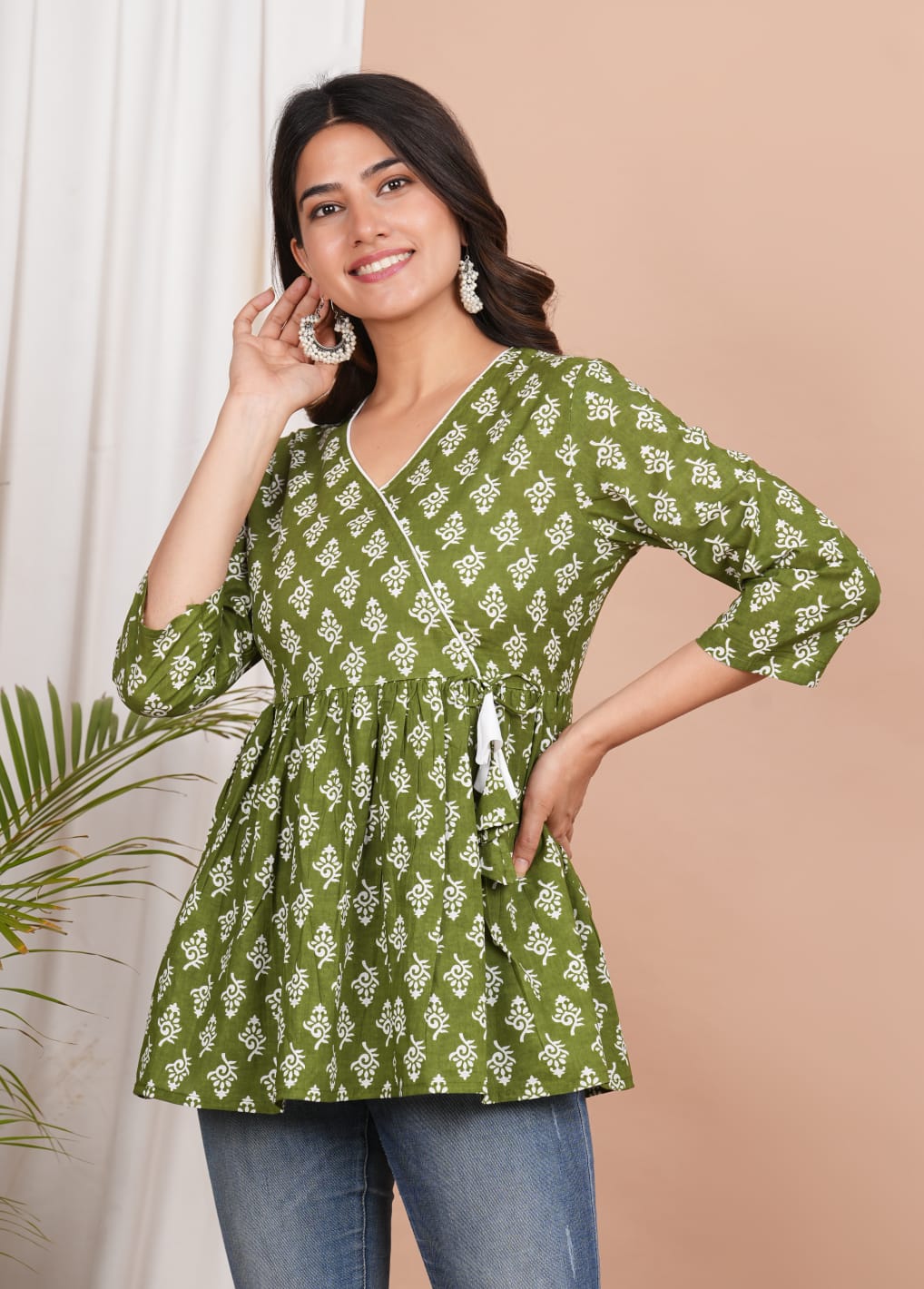 Women’s Printed Rayon Short Tops with Flared Fit